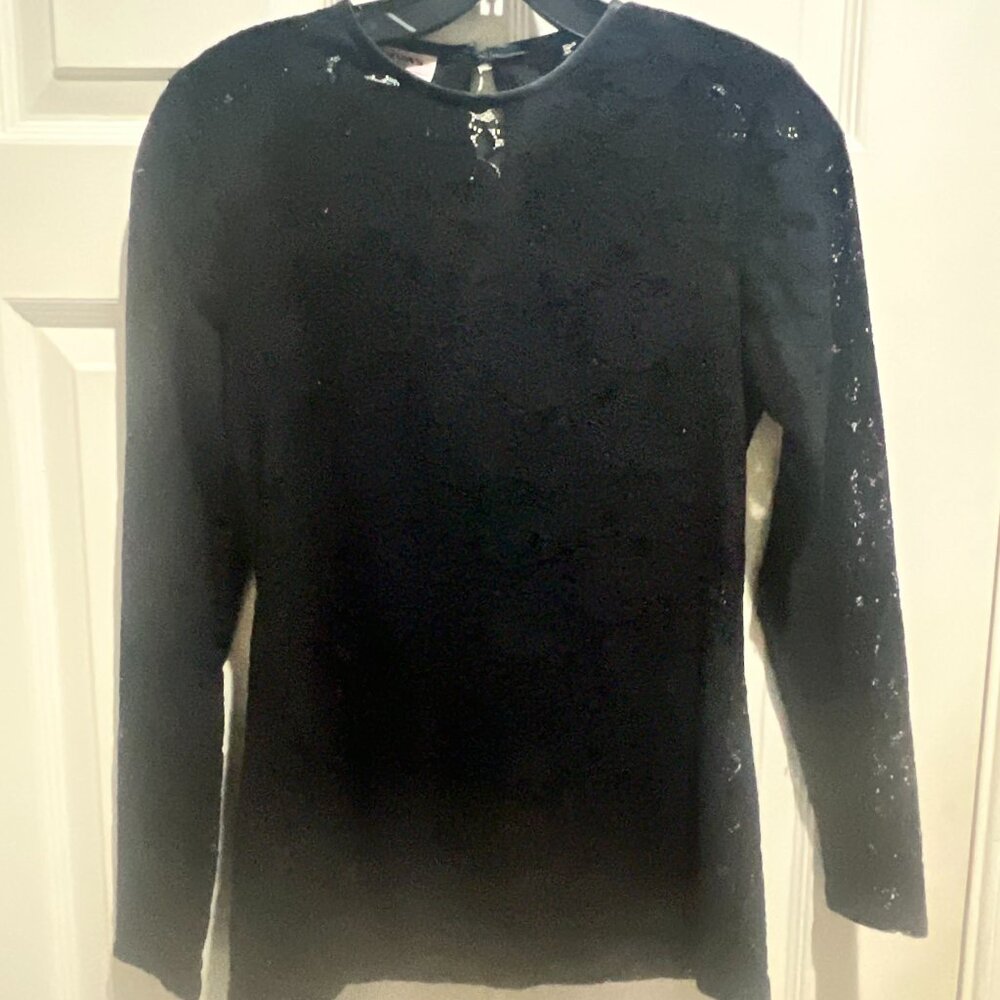 Black Long Lace Sleeve Top
